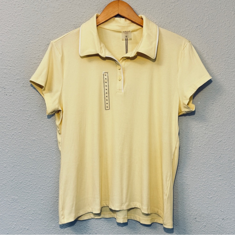 NWT CALIA Women’s Golf Rib Sleeve Button-Up Polo Size XL